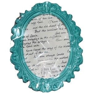 Michaels Melodies & Lace Mini Frame Teal Ornate Baroque Oval 3x4 New Sealed